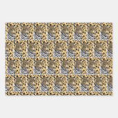 Feuille De Papier Cadeau Leopard, Zebra et Giraffe Imprimer Anniversaire (Devant)