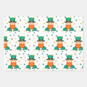 Feuille De Papier Cadeau Leprechaun Clover Shamrock Patrick's Day (Devant)