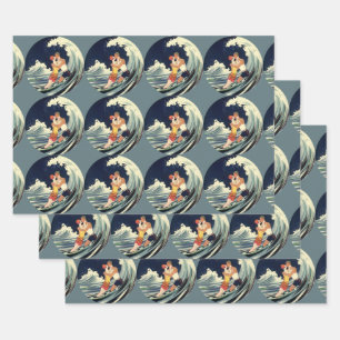 Feuille De Papier Cadeau Les amateurs d'art déco vintage se baignent dans l