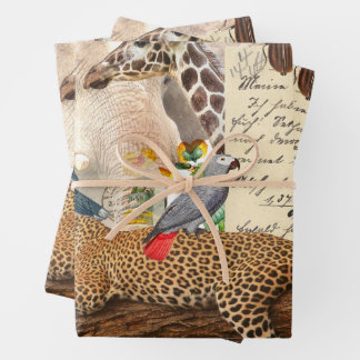 Feuille De Papier Cadeau Les animaux sauvages du Safari