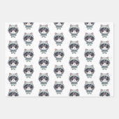 Feuille De Papier Cadeau Les chats d'astronautes dans l'espace avec des ami (Devant 2)