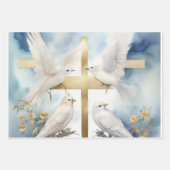 Feuille De Papier Cadeau Les colombes et les croix célestes (Devant)