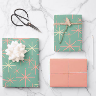 Feuille De Papier Cadeau Les débuts de les années 50 rétro dans Mint et Blu