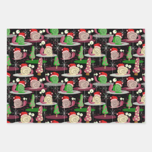Feuille De Papier Cadeau Les escargots atomiques de Noël Père Noël - Modern