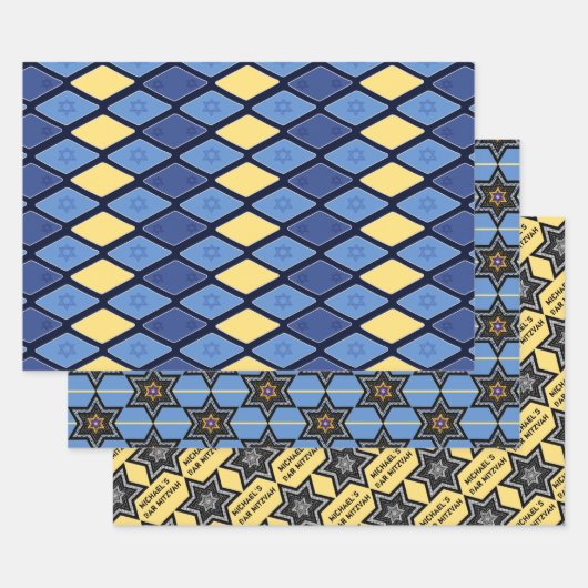 Feuille De Papier Cadeau Les étoiles de David personnalisées (Lot)