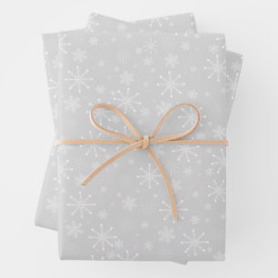 Feuille De Papier Cadeau Les flocons de neige sur Gray Noël