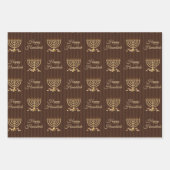 Feuille De Papier Cadeau Les Grèves de la Menorah d'or (Devant)