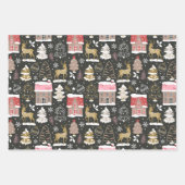 Feuille De Papier Cadeau Les maisons de rennes d'hiver (Devant 3)