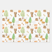 Feuille De Papier Cadeau Les mignons animaux en bois (Devant)