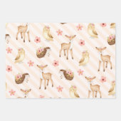 Feuille De Papier Cadeau Les mignons animaux en bois (Devant)