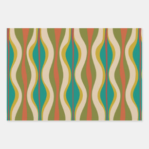 Feuille De Papier Cadeau Les Motifs de la Vibe rétro aux couleurs modernes