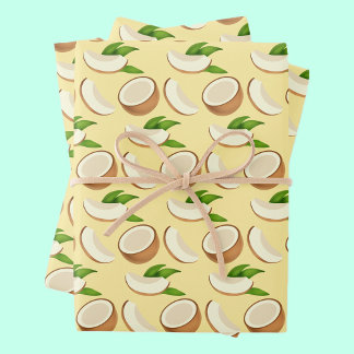 Feuille De Papier Cadeau Les noix de coco tropicales