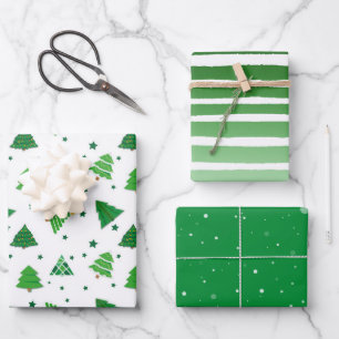 Feuille De Papier Cadeau Les nuances de Noël hivernal du cadeau vert