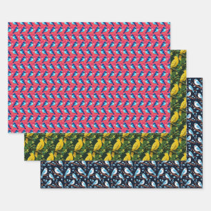 Feuille De Papier Cadeau Les oiseaux mignons