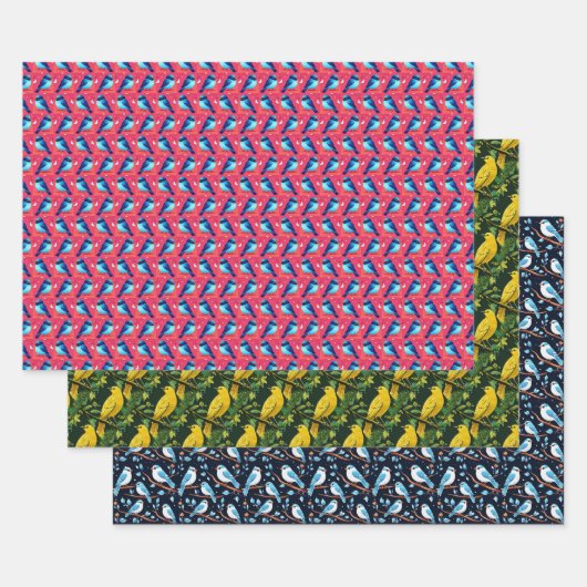 Feuille De Papier Cadeau Les oiseaux mignons (Lot)