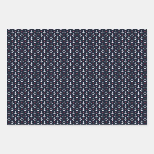 Feuille De Papier Cadeau Les Patters de Hearts et Anchor (Devant)