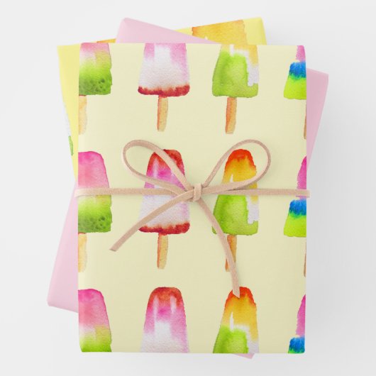 Feuille De Papier Cadeau Les pops glacés popsicles gâteries délicieuses (En situation)