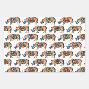 Feuille De Papier Cadeau Les rhinocéros en zèbre