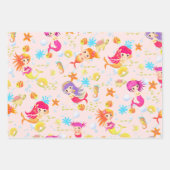 Feuille De Papier Cadeau Les sirènes rose (Devant 3)