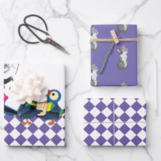 Feuille De Papier Cadeau Les souris et les écureuils jouent un concert (Recto)