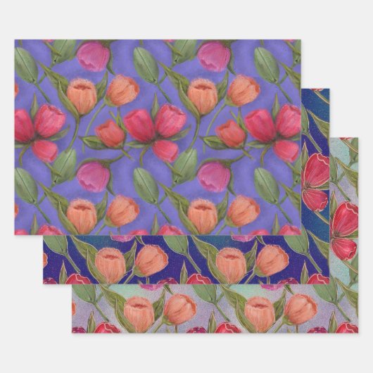Feuille De Papier Cadeau Les Tulipes Belles (Lot)