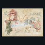 Feuille De Papier Cadeau Lettre à Père Noël Vintage Christmas<br><div class="desc">"Lettre à Père Noël" est un collage unique d'images vintage qui dépeint l'histoire charmante d'une petite fille écrivant une lettre au Père Noël et la postant. Père Noël compare son nom à sa liste "coquine ou jolie". Puis, quand il sort le soir de Noël pour donner de bons cadeaux aux...</div>