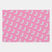 FEUILLE DE PAPIER CADEAU LETTRE ARGENT ROSE J (Devant)