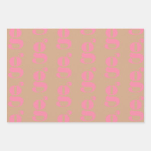 Feuille De Papier Cadeau Lettre initiale monogramme rose (Devant)