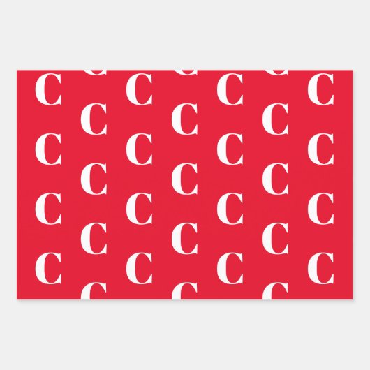 FEUILLE DE PAPIER CADEAU LETTRE INITIALE MONOMOBILE ROUGE PERÇU (Devant 3)