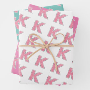Feuille De Papier Cadeau Lettre Parties scintillant rose K