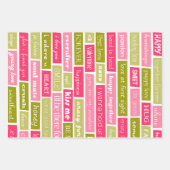 Feuille De Papier Cadeau Lettres d'amour rose et vert (Devant 3)