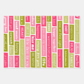 Feuille De Papier Cadeau Lettres d'amour rose et vert (Devant 2)