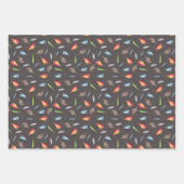 Feuille De Papier Cadeau leurres de pêche sur gris foncé (Devant)