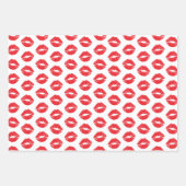 Feuille De Papier Cadeau Lèvres Rouges, Rouge À Lèvres, Baiser, Motif Des L (Devant 2)