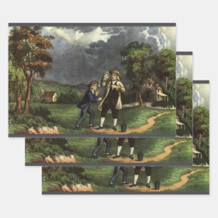 Feuille De Papier Cadeau L'expérience de Benjamin Franklin avec le cerf-vol