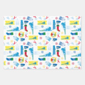 Feuille De Papier Cadeau L'Express polaire | Motif d'icône de Noël (Devant 2)