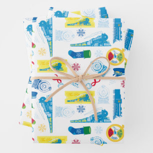 Feuille De Papier Cadeau L'Express polaire   Motif d'icône de Noël