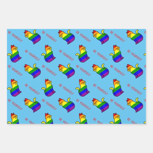 Feuille De Papier Cadeau LGBTQ+ Pride Chat - Soyez vous-même (Devant 2)