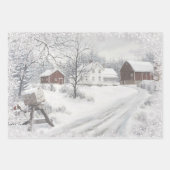 Feuille De Papier Cadeau L'hiver à la ferme (Devant 2)