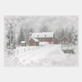 Feuille De Papier Cadeau L'hiver à la ferme (Devant)
