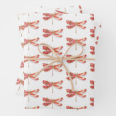 Feuille De Papier Cadeau libellule de fleurs avec sakura de bijoux (En situation)