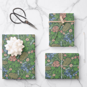 Feuille De Papier Cadeau Libellule vintage volant dans un jardin anglais