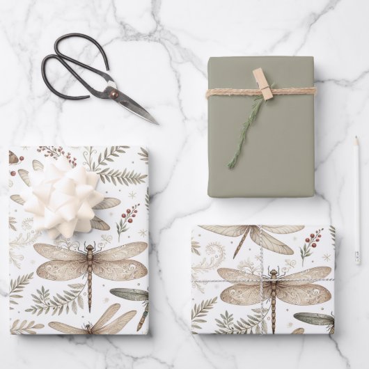 Feuille De Papier Cadeau Libellules d'esprit de fête (Recto)
