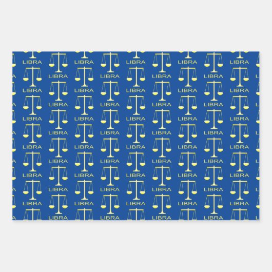 Feuille De Papier Cadeau Libra Golden Scales Star Sign Custom Anniversaire (Devant 3)