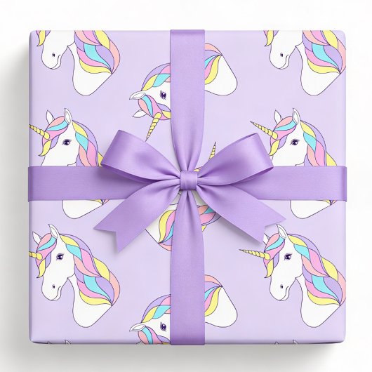Feuille De Papier Cadeau Licorne Violet