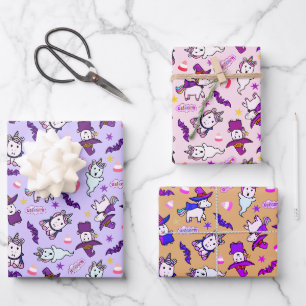 Feuille De Papier Cadeau Licornes d'Halloween