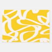 Feuille De Papier Cadeau Ligne Abstraite jaune (Devant 3)