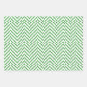Feuille De Papier Cadeau Ligne Chevron rouge foncé, vert et blanc (Devant 2)