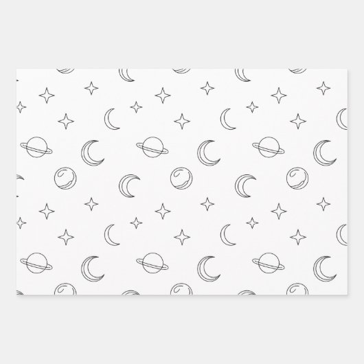 Feuille De Papier Cadeau Ligne d'art céleste (Devant)