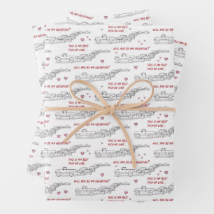Feuille De Papier Cadeau Ligne de ramassage Valentine Funny Truck Lover Env